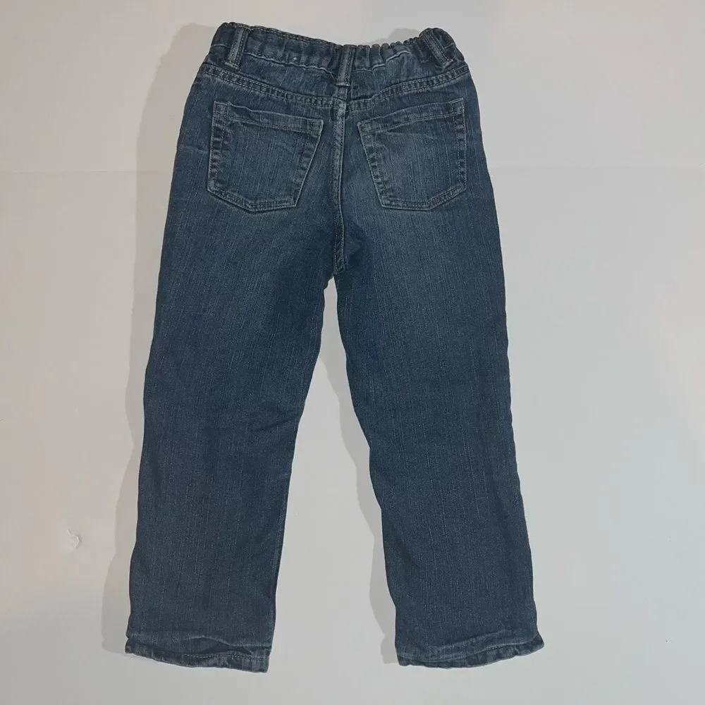 Boys flannel long sleeve top tough skin red lined jeans outfit bundle set 5t